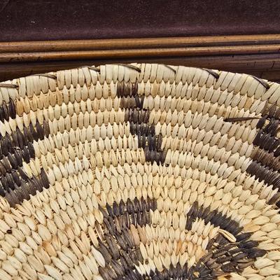 Handwoven Basket & Native Motif Framed Sand Art