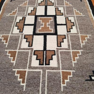 Handwoven Navajo-Style Rug | Earth Tones & Geometric Pattern