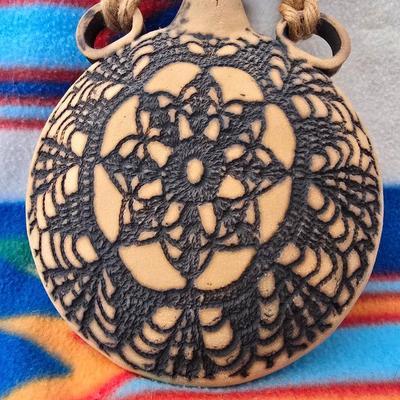 Framed Portrait by Mariela Villasmil-Kaminski & Signed Southwestern Hanging Pottery Vase