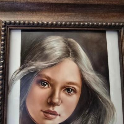 Framed Portrait by Mariela Villasmil-Kaminski & Signed Southwestern Hanging Pottery Vase