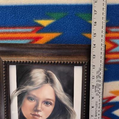 Framed Portrait by Mariela Villasmil-Kaminski & Signed Southwestern Hanging Pottery Vase