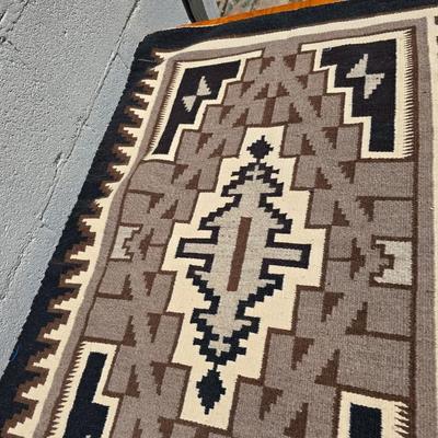 Vintage Navajo-Style Wool Rug – Geometric Earth Tones