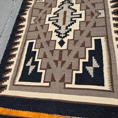 Vintage Navajo-Style Wool Rug – Geometric Earth Tones