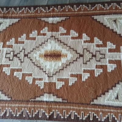 Vintage Southwestern Wool Rug – Rust, Cream & Earth Tones