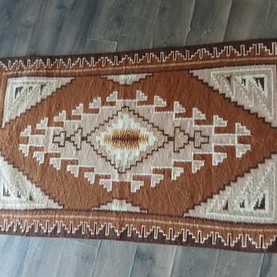 Vintage Southwestern Wool Rug – Rust, Cream & Earth Tones