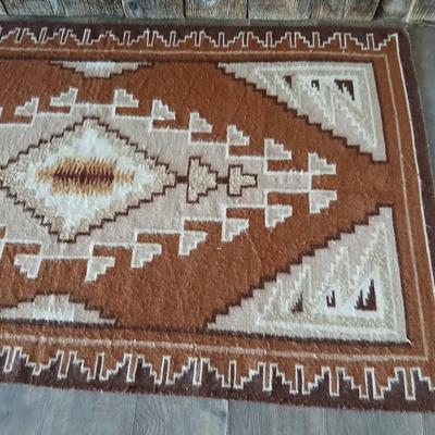 Vintage Southwestern Wool Rug – Rust, Cream & Earth Tones