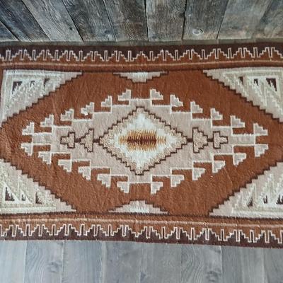 Vintage Southwestern Wool Rug – Rust, Cream & Earth Tones