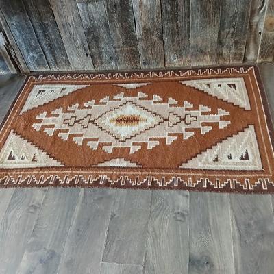 Vintage Southwestern Wool Rug – Rust, Cream & Earth Tones