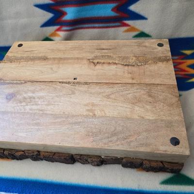 Rustic Wood Bark-Edge Tray & Woven Basket – Set of 2