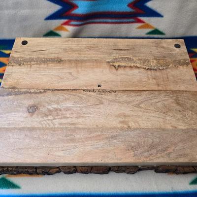 Rustic Wood Bark-Edge Tray & Woven Basket – Set of 2