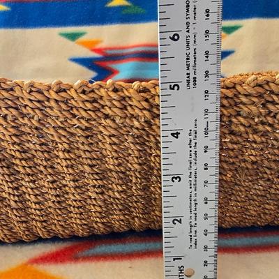 Rustic Wood Bark-Edge Tray & Woven Basket – Set of 2