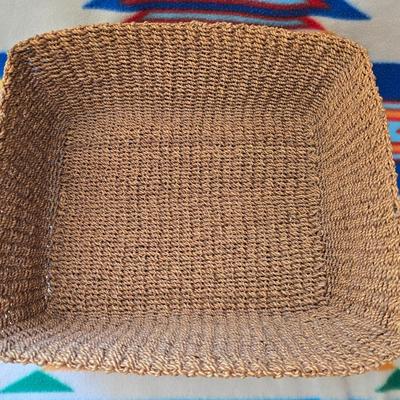 Rustic Wood Bark-Edge Tray & Woven Basket – Set of 2