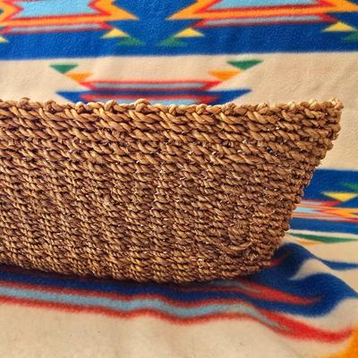 Rustic Wood Bark-Edge Tray & Woven Basket – Set of 2