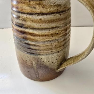Signed Studio Pottery Set – Tall Pitcher & Decorative Bowl