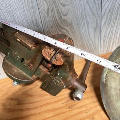 Vintage Metal Lot - Cable Cutter, Littco Vise, Cast Iron, Brass Bell