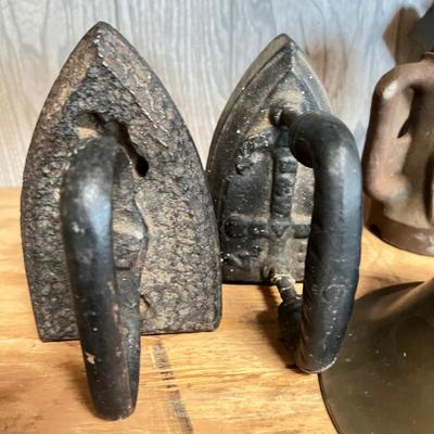 Vintage Metal Lot - Cable Cutter, Littco Vise, Cast Iron, Brass Bell