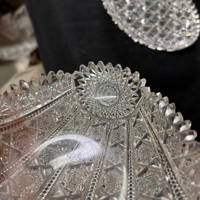 2 Pieces American Brilliant cut glass