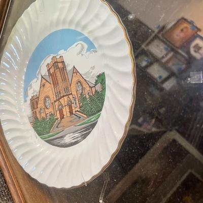 Lot 121 Shadow box w/ plate from church