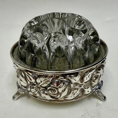 Antique De Uberti Flower Frog Silver Plated Footed Base Italy