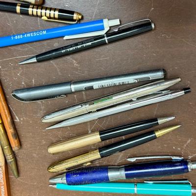 Vintage Writing Implement - Pencil and Pen Lot - Cross, Parker, Square Wooden Pencil, Advertising