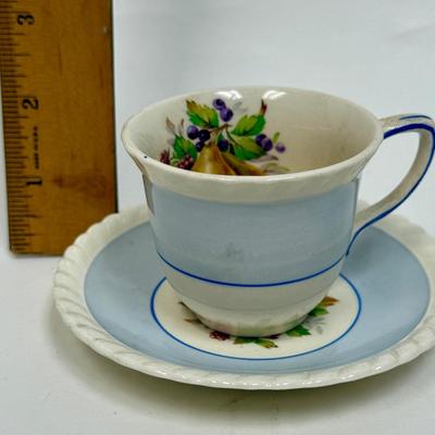 Sale Photo Thumbnail #21: Blue and white with multi-color leaves and berries.  Good condition.