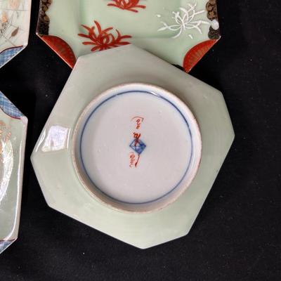 4 vintage Japanese celadon plates