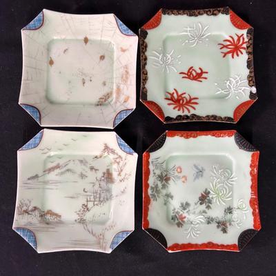 4 vintage Japanese celadon plates