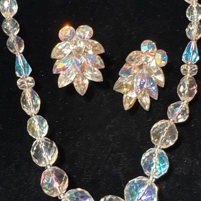 Vintage crystal necklace & earrings