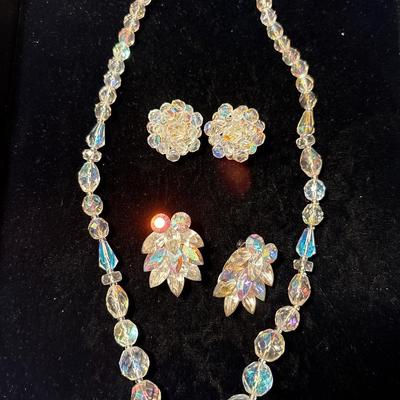 Vintage crystal necklace & earrings