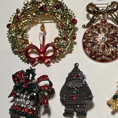 Christmas pins & poinsettia earrings