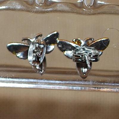 "Gold Wing Bee" Earring Set (¾") with Black & Silver Body and a Stud Style Clasp