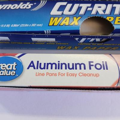 Kitchen Wrap Lot – Foil, Parchment, and Wax Paper – 5 Rolls Total
