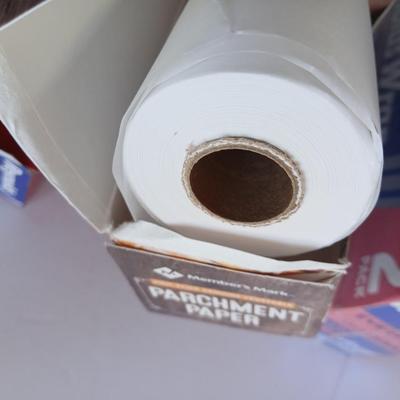 Kitchen Wrap Lot – Foil, Parchment, and Wax Paper – 5 Rolls Total