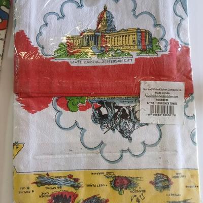 Vintage Souvenir State 22" square Flour Sack Towels