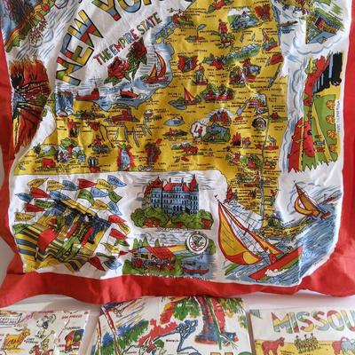 Vintage Souvenir State 22" square Flour Sack Towels