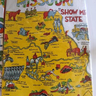 Vintage Souvenir State 22" square Flour Sack Towels