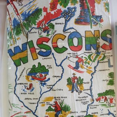 Vintage Souvenir State 22" square Flour Sack Towels