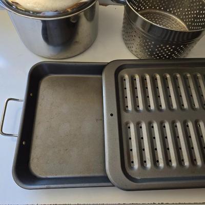 Stainless Steel Cookware & Broiler Pan Lot – 3-Piece Bundle