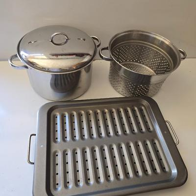 Stainless Steel Cookware & Broiler Pan Lot – 3-Piece Bundle