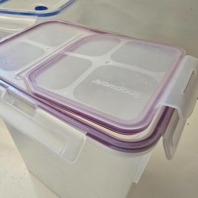 Assorted Food Storage Containers and 6 colorful cups – 25+ Pieces