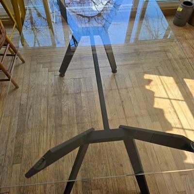 Modern Glass-Top Table / Desk with Black Frame