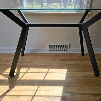 Modern Glass-Top Table / Desk with Black Frame
