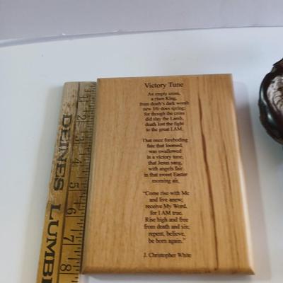 Inspirational Christian Art Lot – J. Christopher White Driftwood Cross & "Victory Tune" Poem Plaque