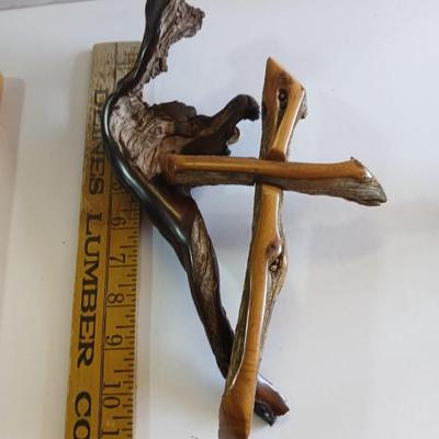 Inspirational Christian Art Lot – J. Christopher White Driftwood Cross & "Victory Tune" Poem Plaque