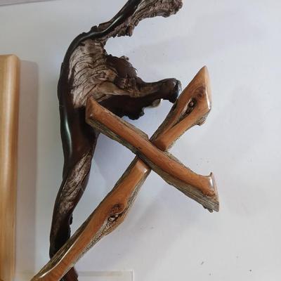 Inspirational Christian Art Lot – J. Christopher White Driftwood Cross & "Victory Tune" Poem Plaque