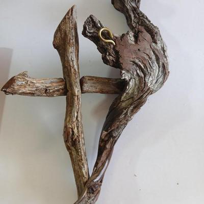 Inspirational Christian Art Lot – J. Christopher White Driftwood Cross & "Victory Tune" Poem Plaque