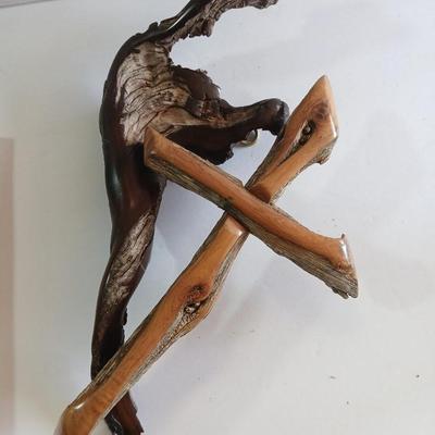Inspirational Christian Art Lot – J. Christopher White Driftwood Cross & "Victory Tune" Poem Plaque