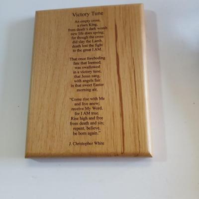 Inspirational Christian Art Lot – J. Christopher White Driftwood Cross & "Victory Tune" Poem Plaque