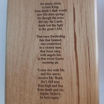 Inspirational Christian Art Lot – J. Christopher White Driftwood Cross & "Victory Tune" Poem Plaque