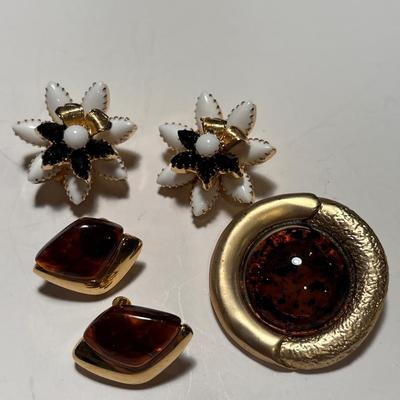 Tigers eye Napier earrings, Hope Chest earrings & pin